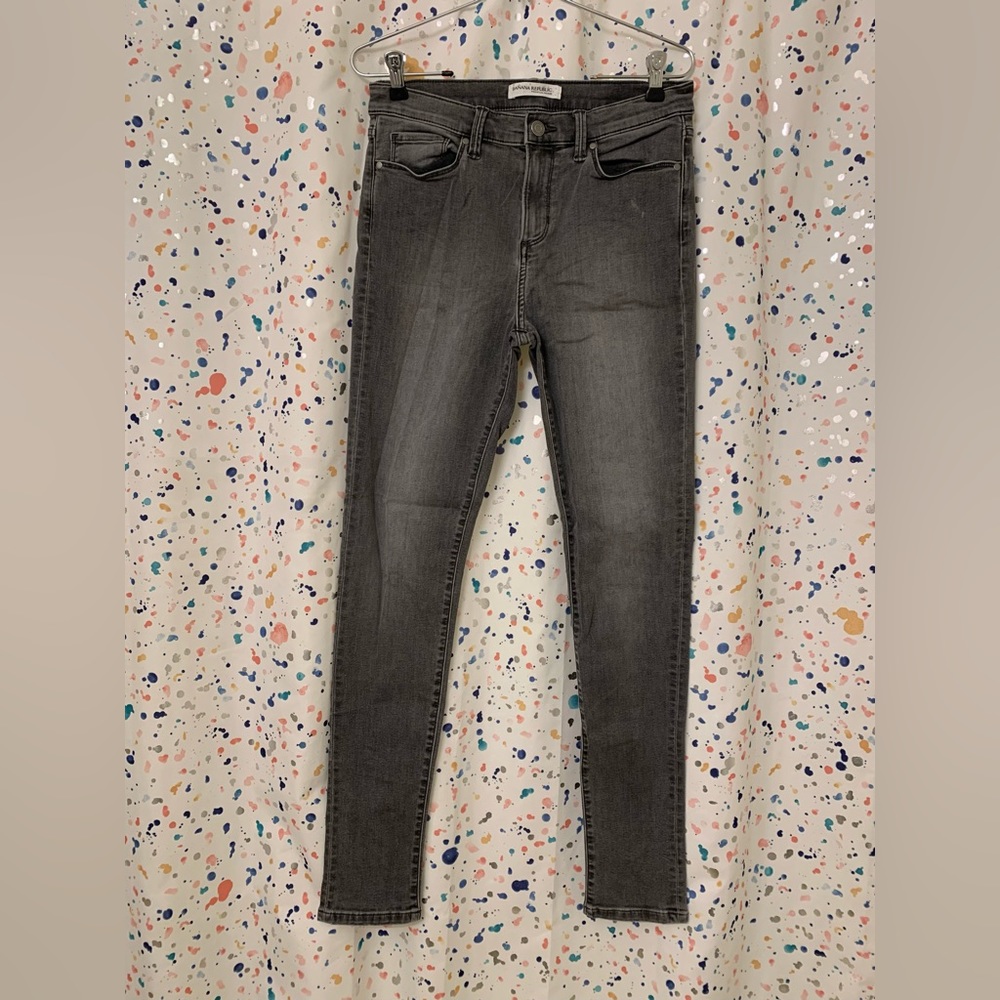Banana Republic High Waist Skinny Ankle Grey Jeans Premium Denim